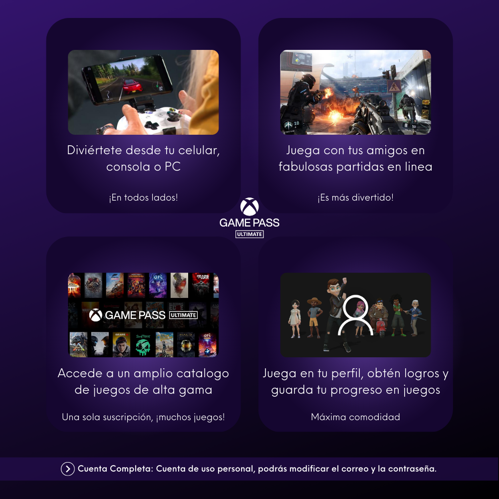 Xbox Game Pass Ultimate 1 Mes Cuenta Completa Xbox One Xbox Series Windows 10