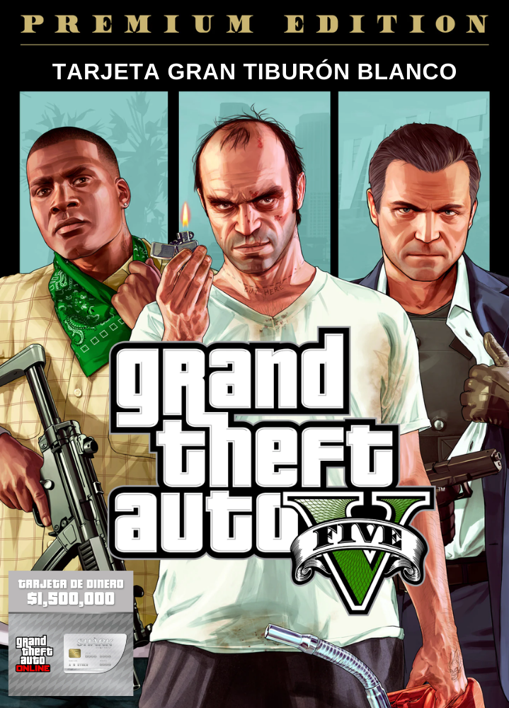 Grand Theft Auto V: Edición Premium y Tarjeta Gran Tiburón Blanco Código Digital Xbox One Xbox Series